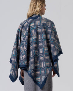 Surkana print poncho with Pin