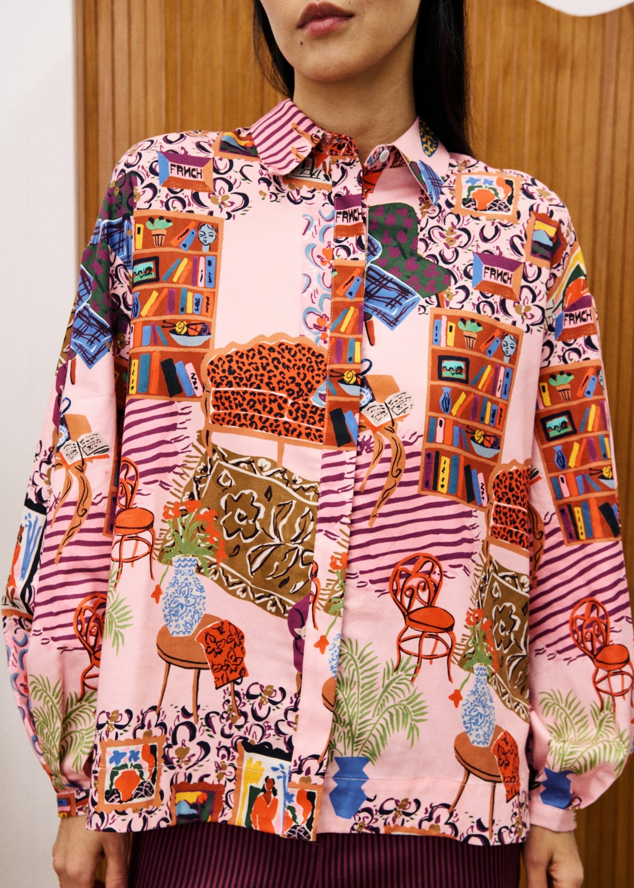 FRNCH Pink Vera Print Shirt