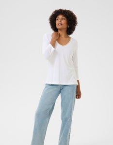 CREAM Naia White v-neck 3/4 sleeve t-shirt