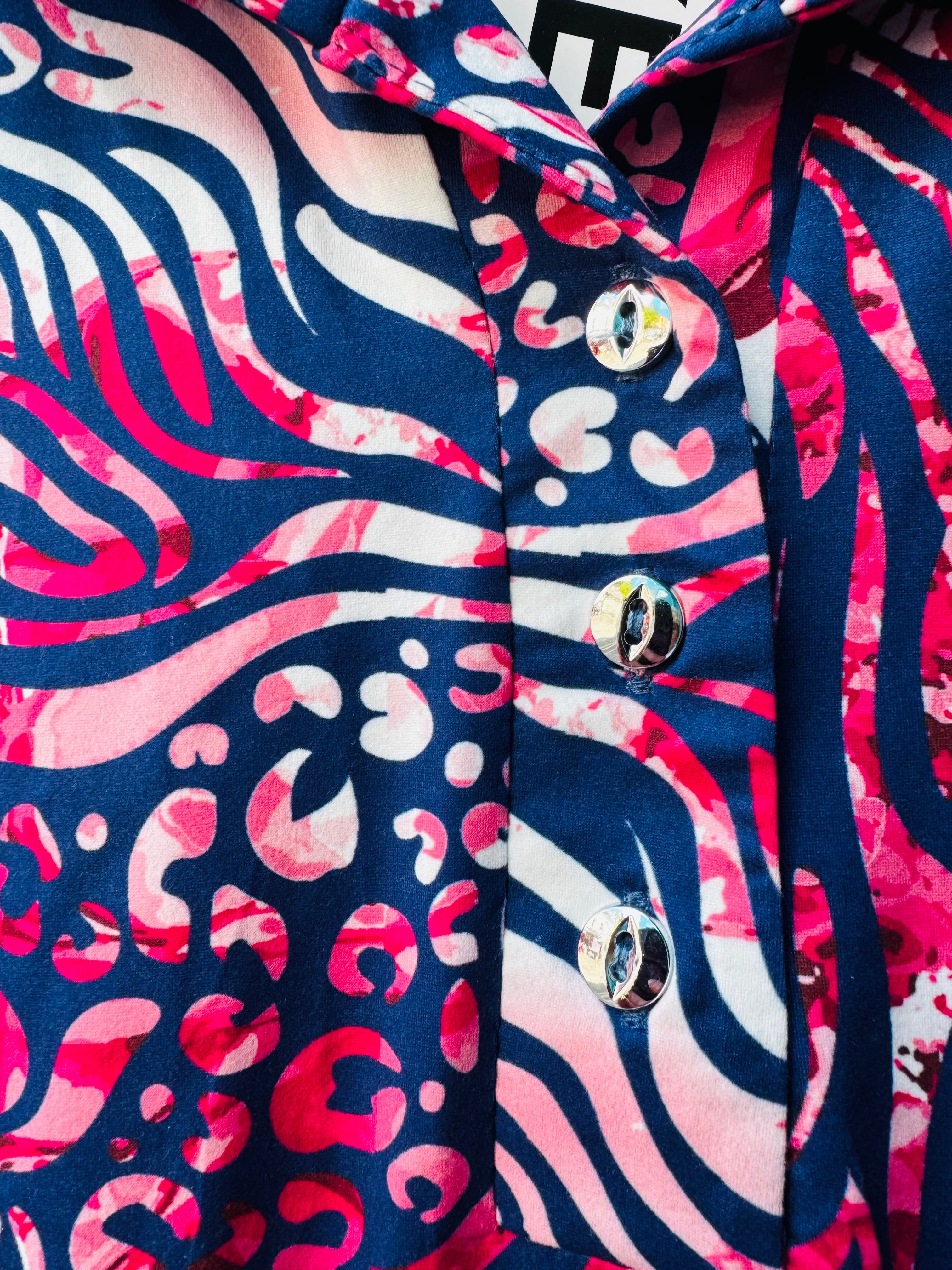 Yew Top Navy & Pink collar