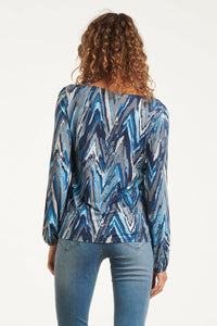 Smashed lemon Blue & Silver grey top