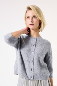 Garcia Grey Cardi button detail