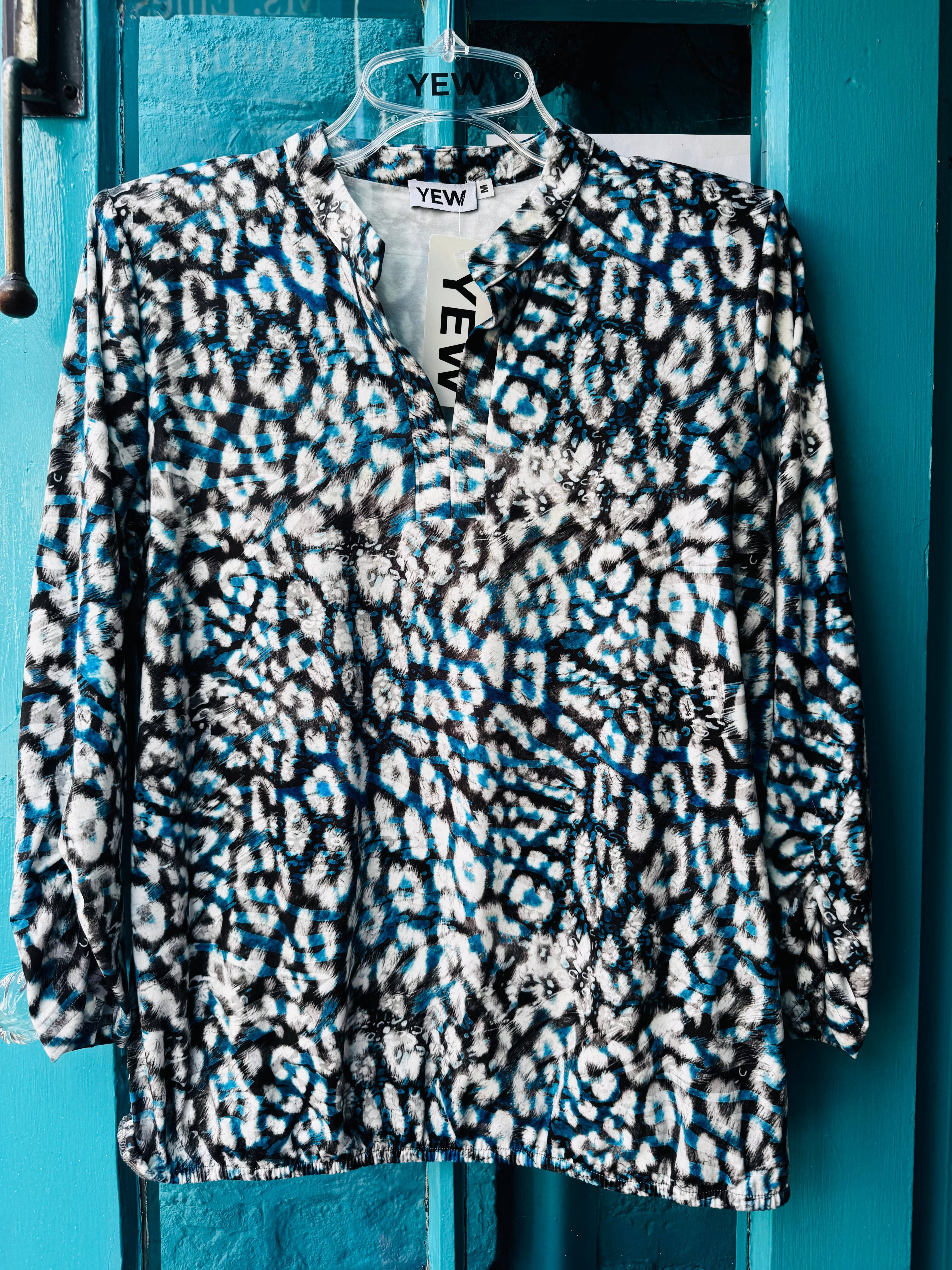 Yew Top in Teal Print
