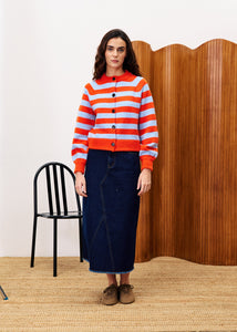 FRNCH Maud Orange stripe cardi