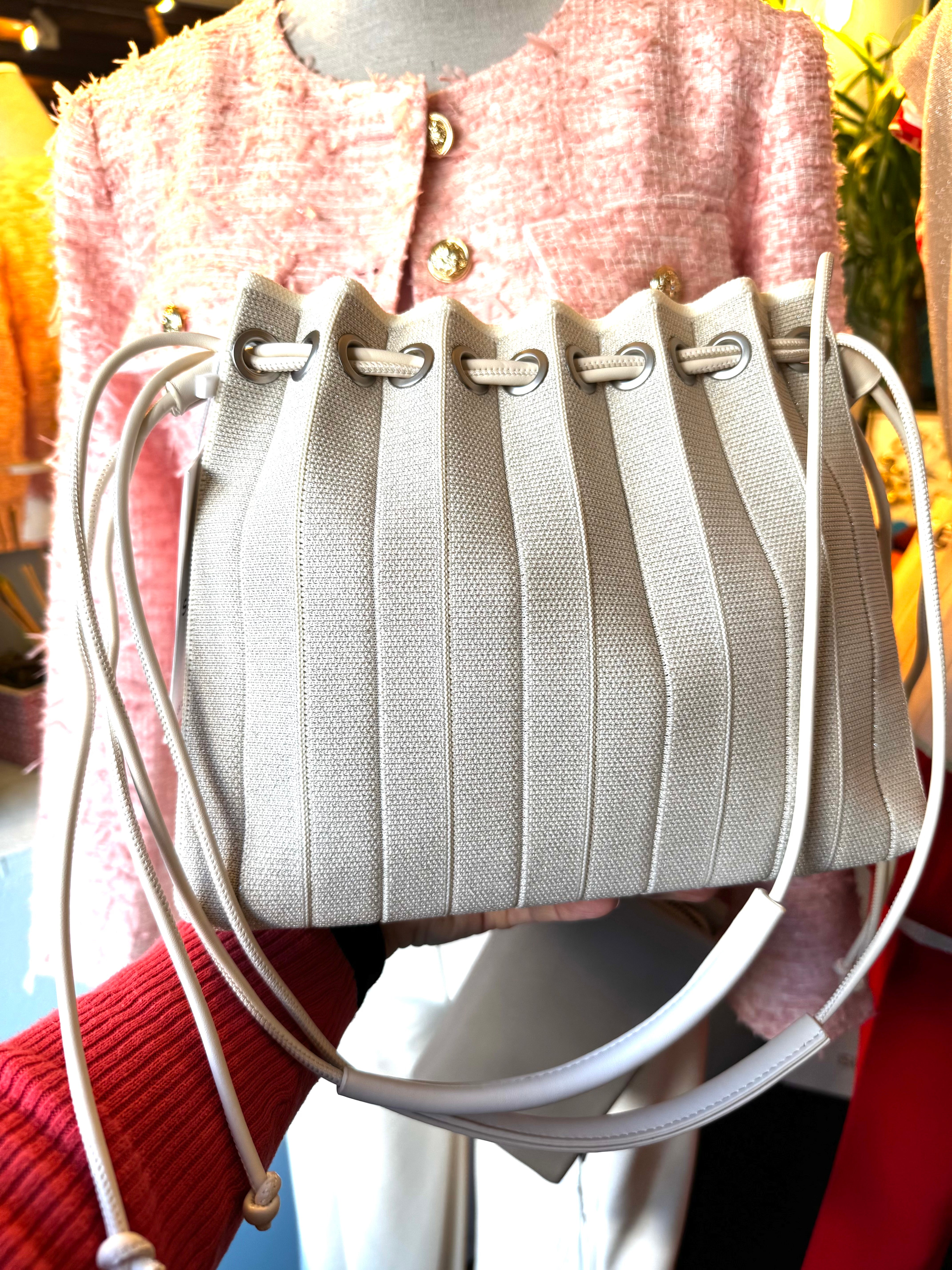 Surkana Pleated bag in Cream & goldy