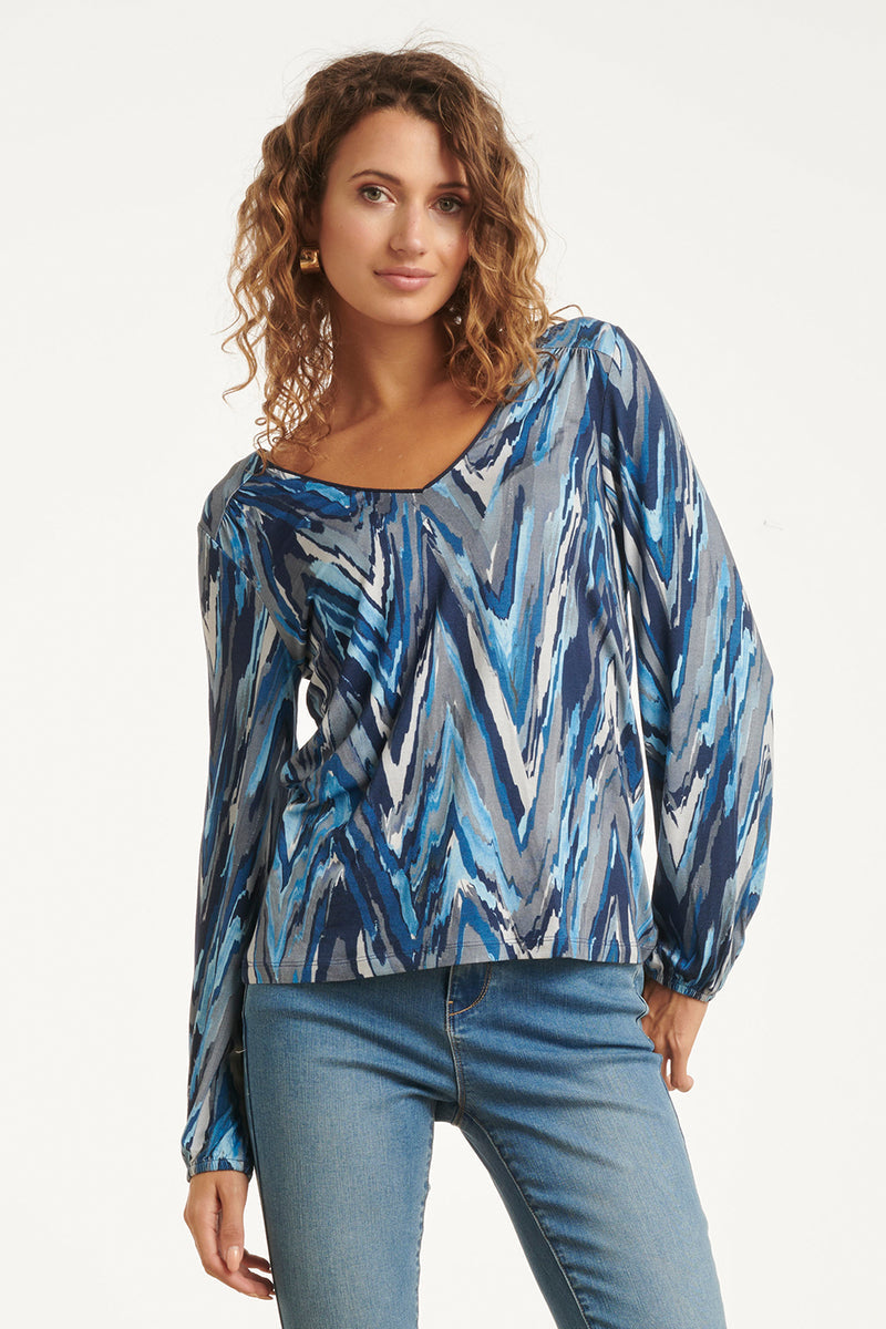 Smashed lemon Blue & Silver grey top