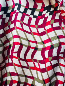 Yew Top Khaki & red print