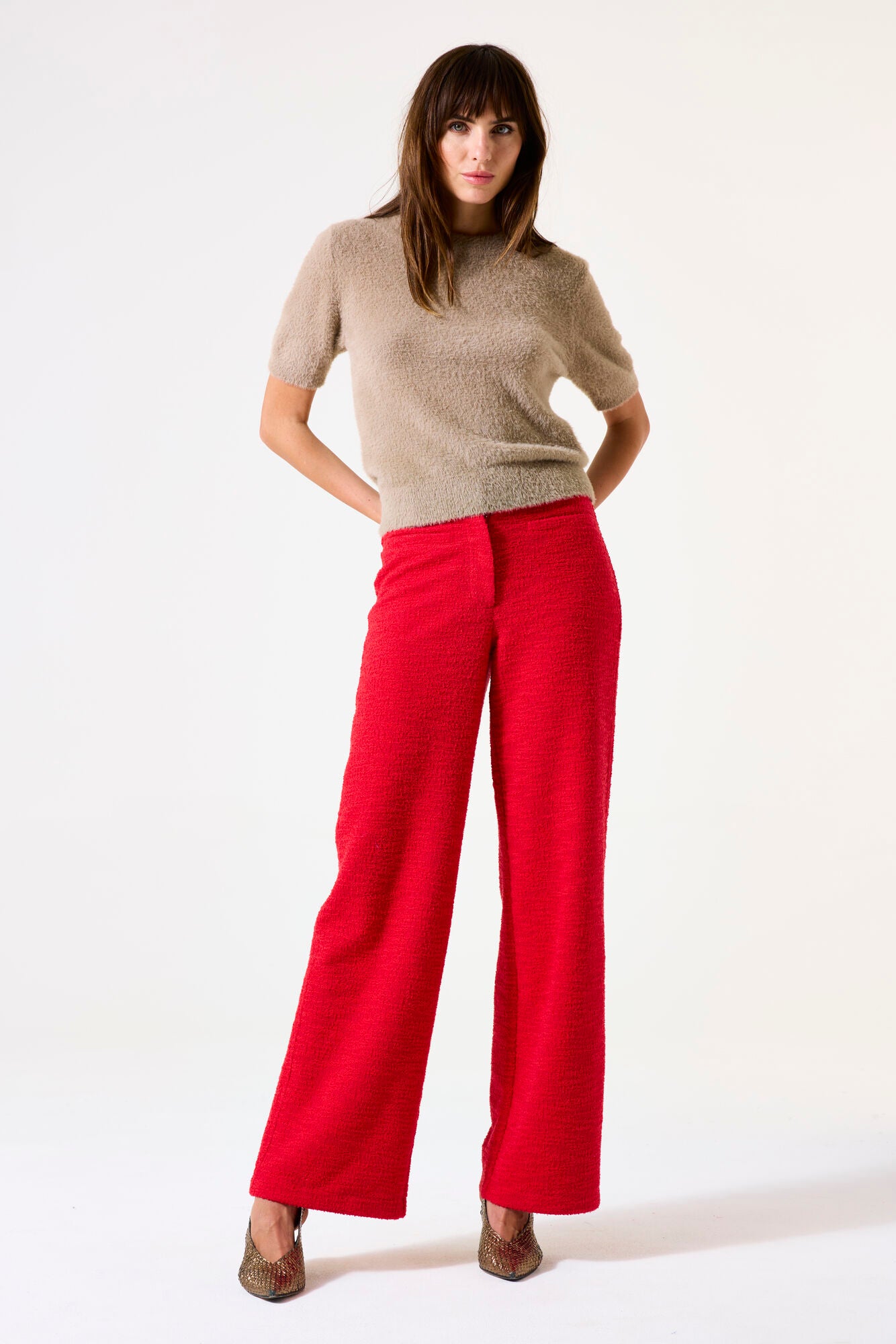 Garcia Red Bouclé Trousers