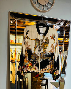 Zola Black trim Animal print Bomber