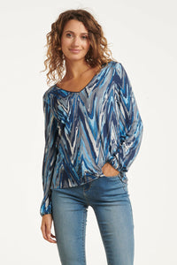 Smashed lemon Blue & Silver grey top