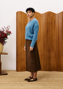 FRNCH Ice Brown suede feel skirt