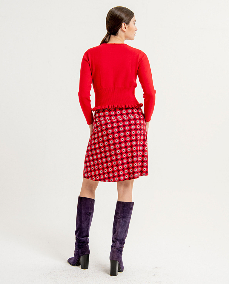 Surkana Red Print Skirt